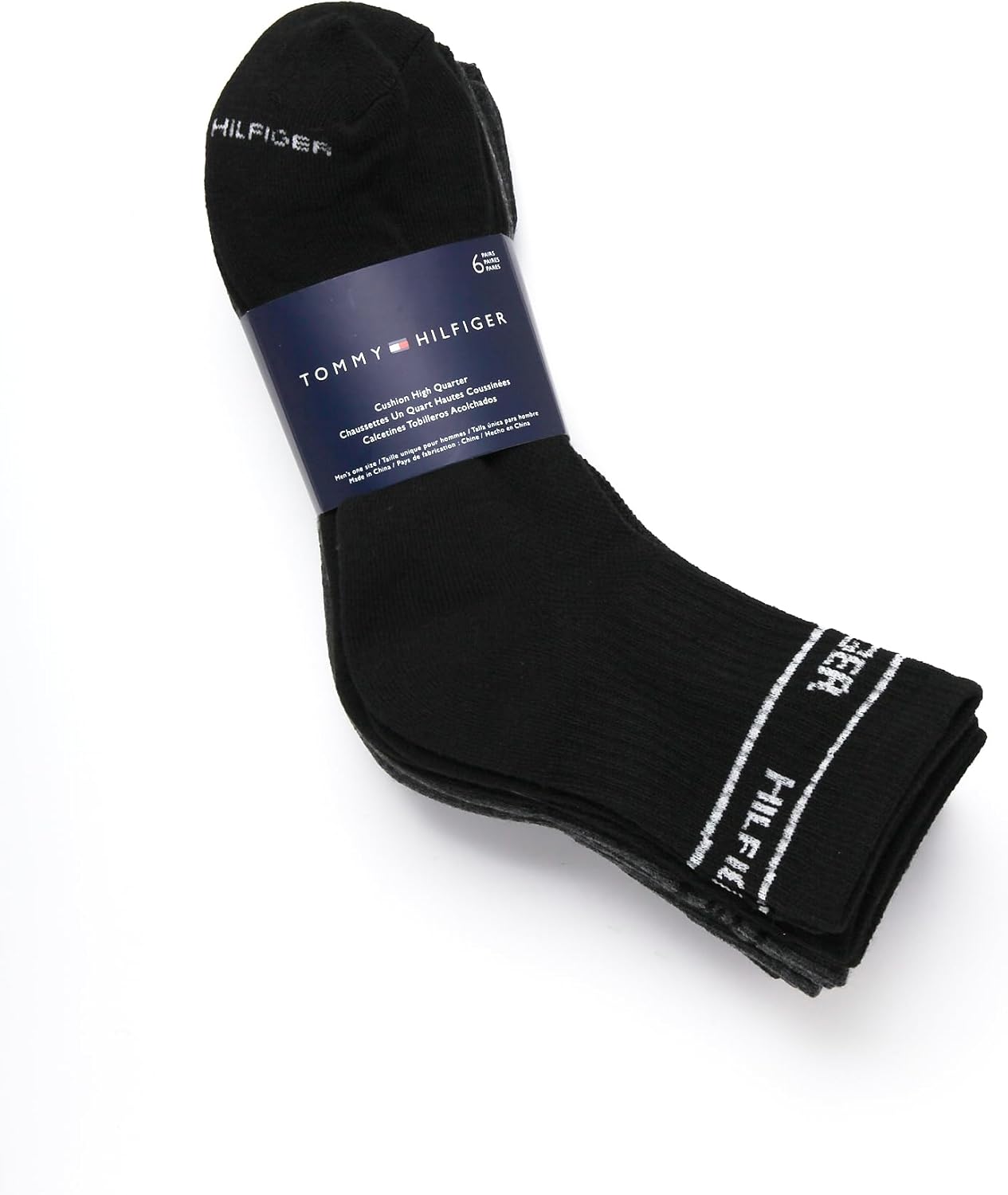 Tommy Hilfiger Mens Quarter Socks - 6 Pack Athletic Performance Cushioned High Quarter Length Ankle Socks for Men for Running - Image 3