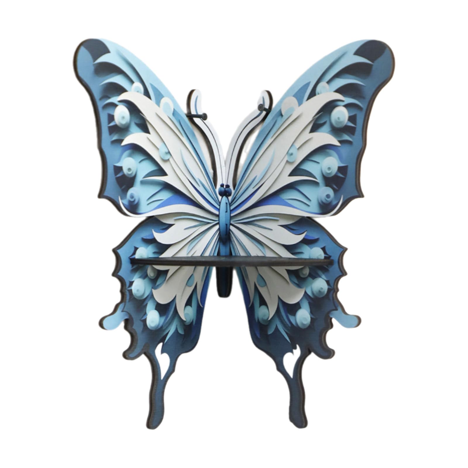 Buxuaaaa Wood Storage Rack Crystal Display Shelf Butterfly Floating Shelves Butterfly Pattern for Home Decoration Storage Rack