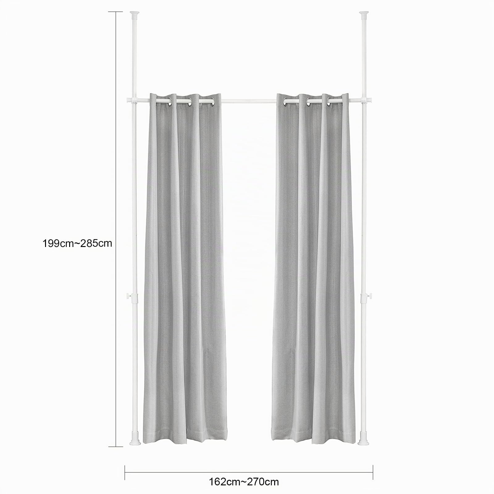 SoBuy Paravent Modulable Occultant Réglable 162-266x199-262 cm | Séparateur de pièces avec rideau télescopique, isolation thermique pour salon, bureau et chambre Gris Anthracite KLS12-HG