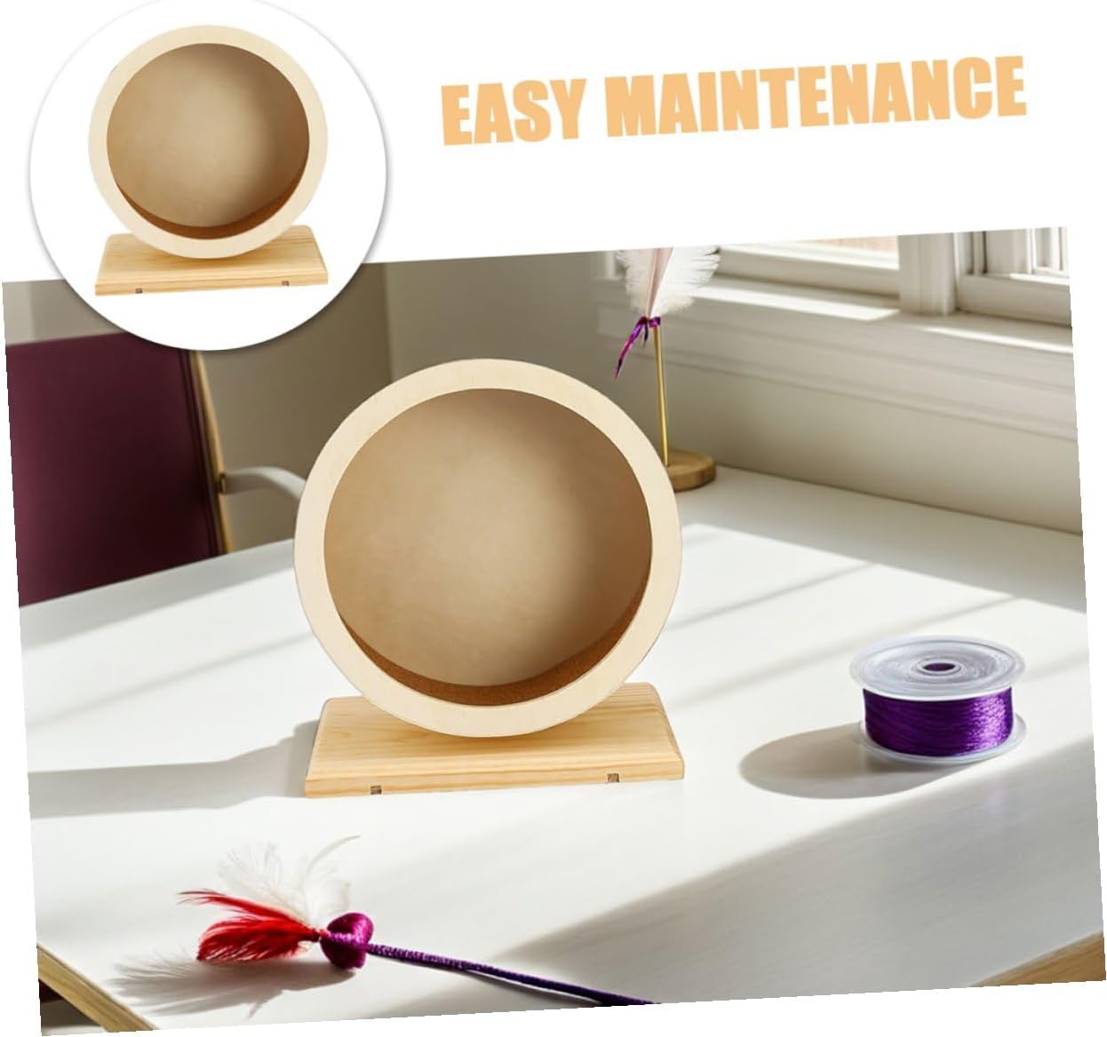 2pcs Silent Hamster Exercise Wheels with Soft Cork Running Surface Wooden Pet Fitness for Hamsters Chinchillas Guinea Pigs Noise-reducing Small Animal Running Wheel