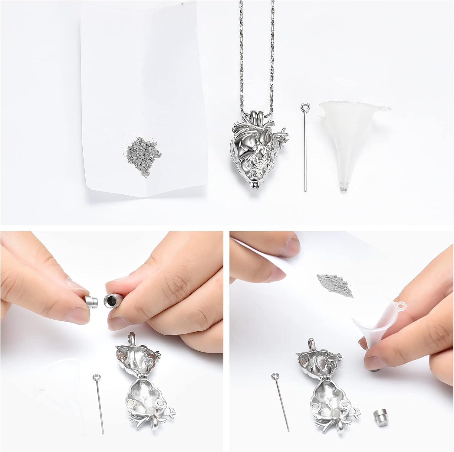 Urn Necklace for Ashes Anatomical Heart Cremation Keepsake Memorial Lockets Cremation Jewelry Pendant Necklace for Ashes Holder for Women Men - Image 5