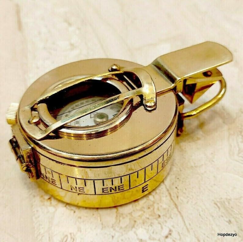 Bussola militare in ottone lucido, stile vintage, idea regalo