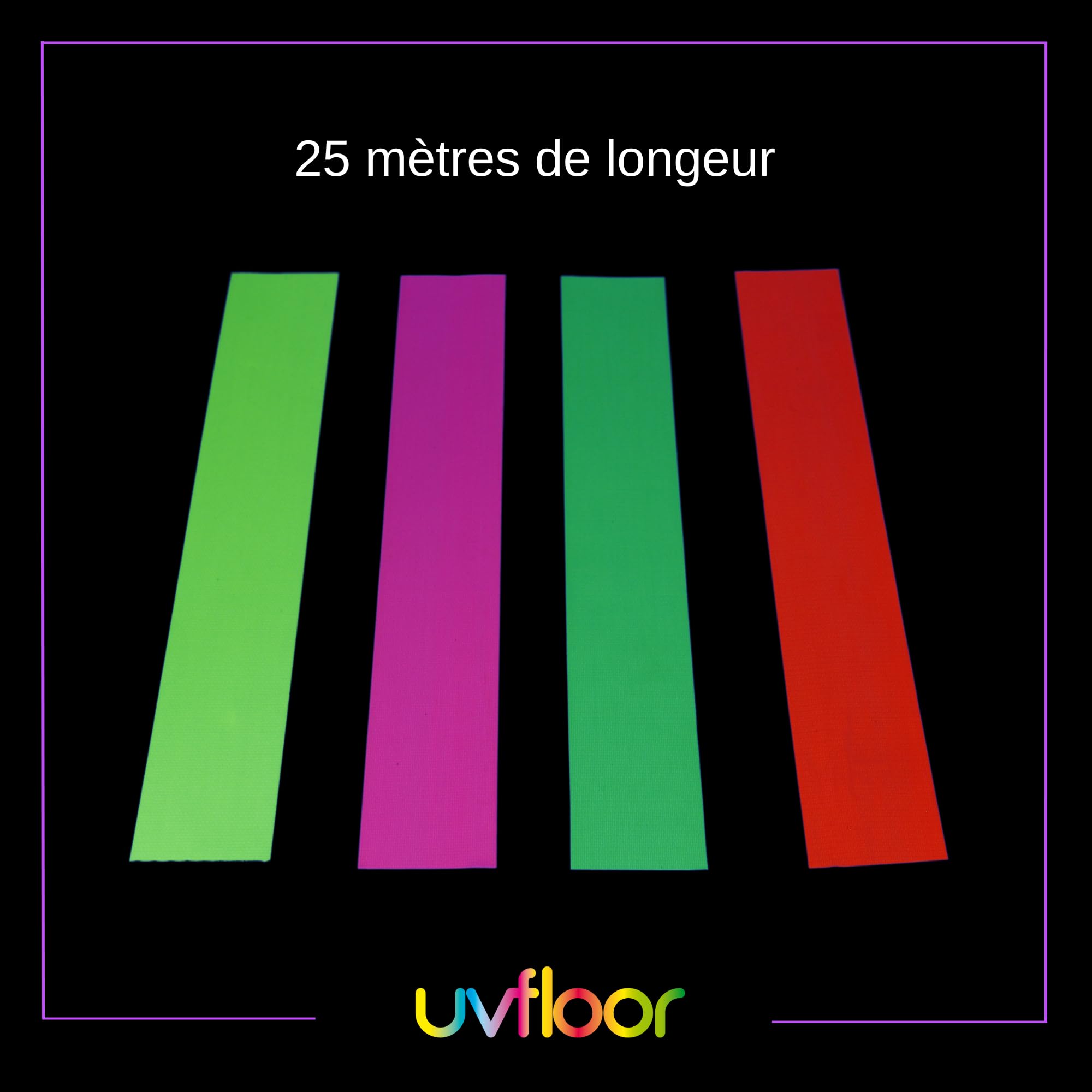 UV FLOOR - Pack Adhésif Fluo - Gaffer Qualité Premium - Accessoire Fluorescent - Fête - Bande Adhésive Décorative - Lot de 4-1,9cm x 25 m soit 100m