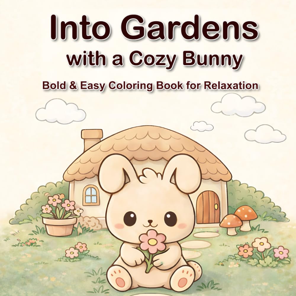 Into the Garden with a Cozy Bunny: A Bold & Easy Coloring Book for Relaxation and Stress Relief