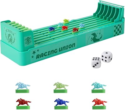 Horse Race Board Game, Electronic Horse Racing Game, Portable Tabletop Toys, Includes 6 Pieces and 2 Dice, Suitable for Family Gatherings, Parties, Competition Entertainment
