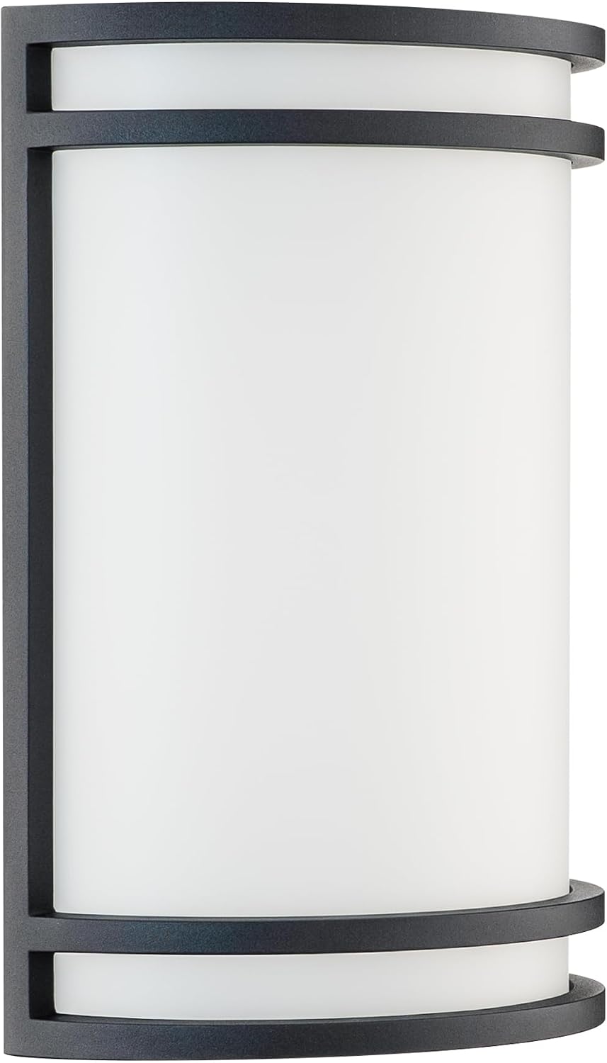 Builder Essentials Heritage Collection 10in LED Outdoor Wall Cylinder 5-CCT Selectable Color Temperature 18W 1,100 Lumens in Brushed Nickel Finish with Wateproof Clear UV Rated Acrylic