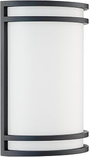 Builder Essentials Heritage Collection 10in LED Outdoor Wall Cylinder 5-CCT Selectable Color Temperature 18W 1,100 Lumens in Black Finish with Wateproof Clear UV Rated Acrylic