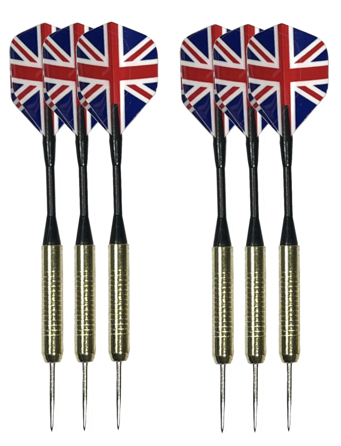 Satargo Steel Darts Set with Union Jack Flights, 16g, 6-Pack, Beginner's Kit