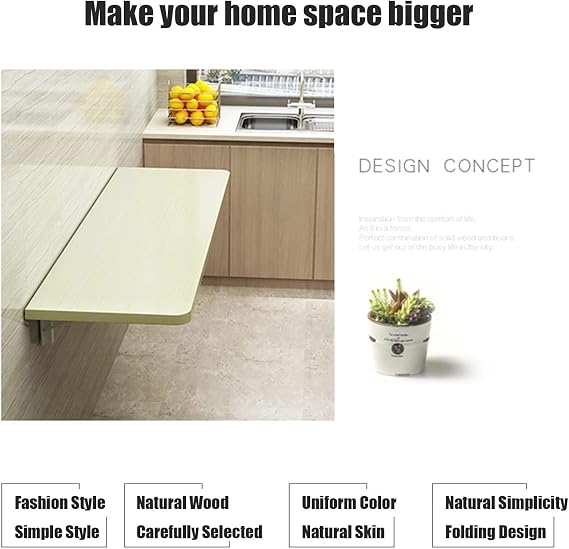 Wall Mounted Folding Table,Space Saving Drop Leaf Computer Desk Laundry Table Fold Down Table Folding Wall Table for Folding Clothes,for Small Space Office Laundry Room/Study/Bedroom(Walnut,50x40cm/20