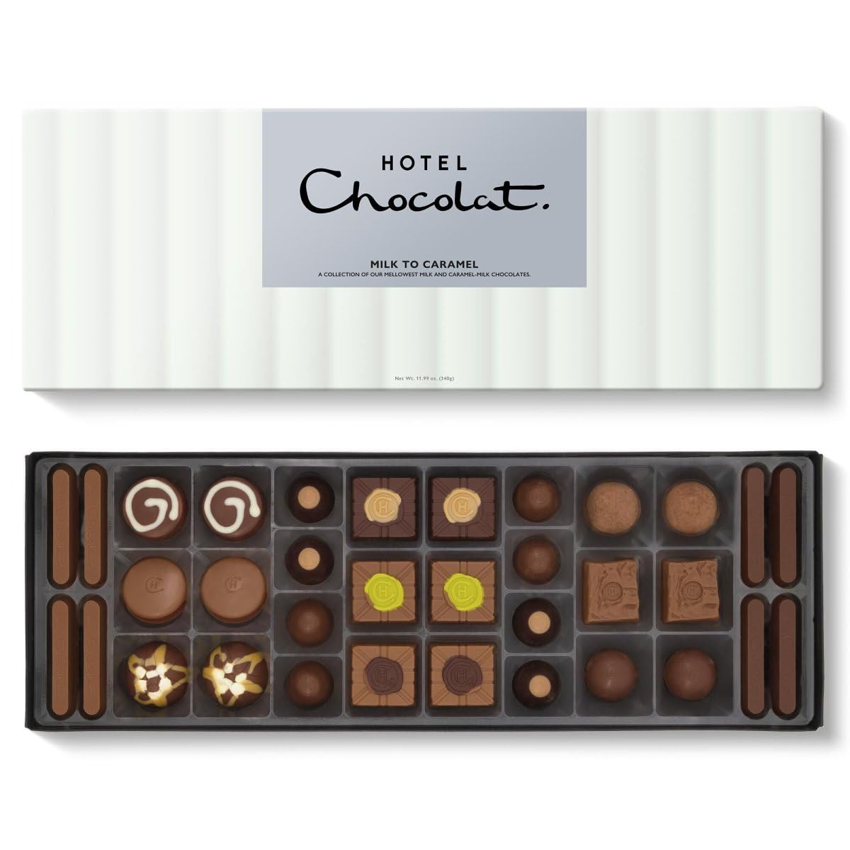 Hotel Chocolat Milk to Caramel Sleekster 340g - 34-Piece Milk and Caramel Chocolate Box - Chocolate Gift for Birthday, Thank You, Congratulations, Anniversary - Gifts for Her and Him