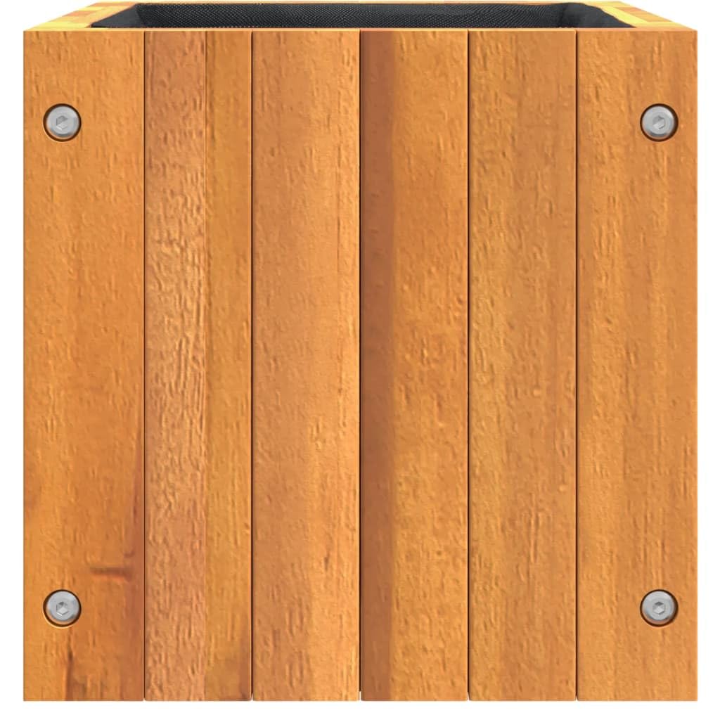 Macetero cuadrado de 25 x 25 x 25 cm, de madera maciza de acacia, con bolsa de fieltro para plantas de interior, hierbas y flores, para salón y oficina