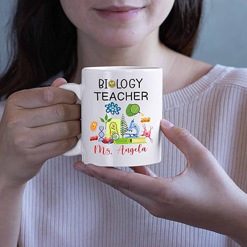 Miniatura 5 de Taza de café de cerámica personalizada para profesor de biología, taza de café para profesores de biología, regalos para graduación, taza de té