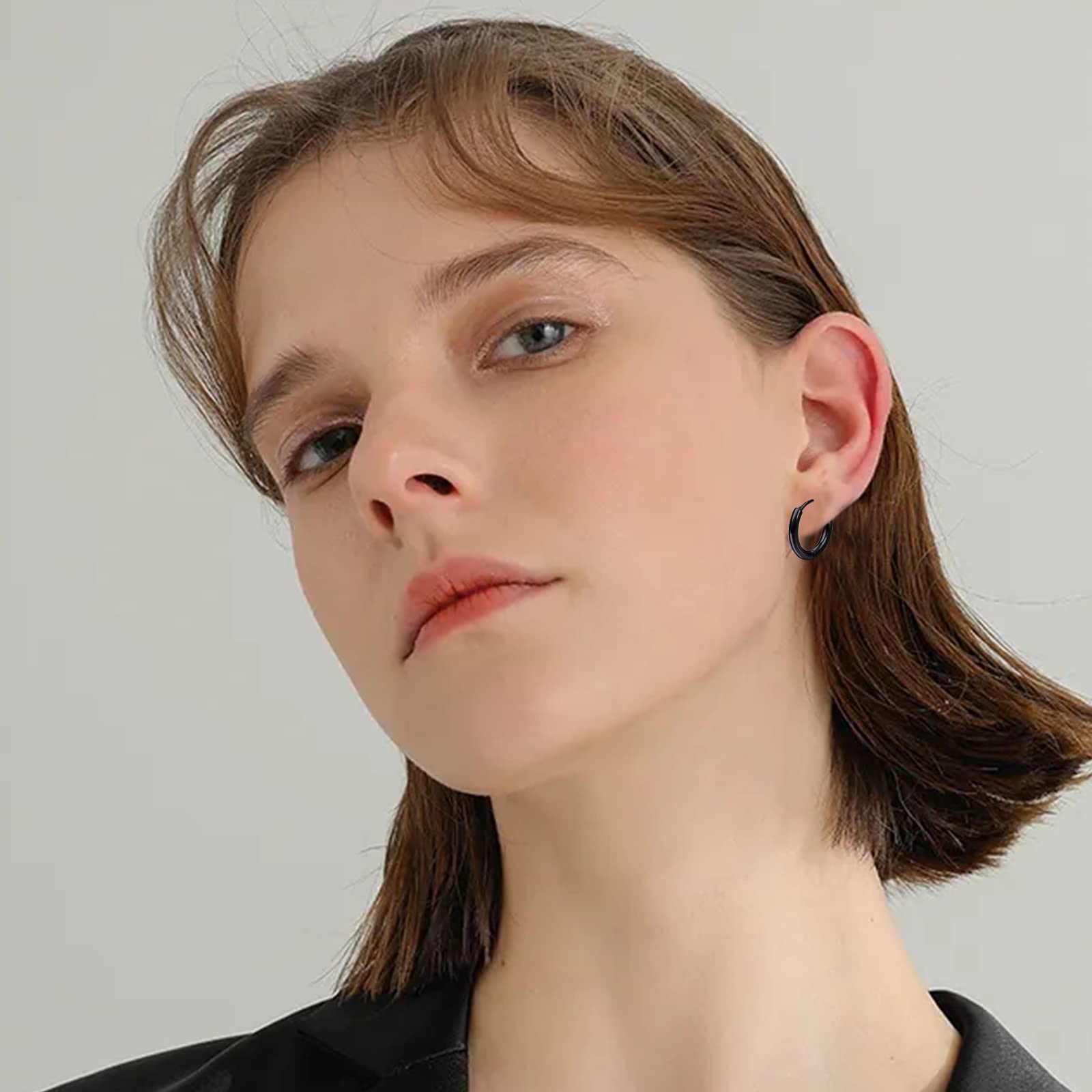 20Paia Acciaio Chirurgico Orecchini per Uomo Donna Orecchini a Cerchio Nero Pendente Croce Orecchini Kpop Huggie Anallergici Donna Set Tondo Argento Zirconi Orecchini Uomo Cerchio Punk Orecchini