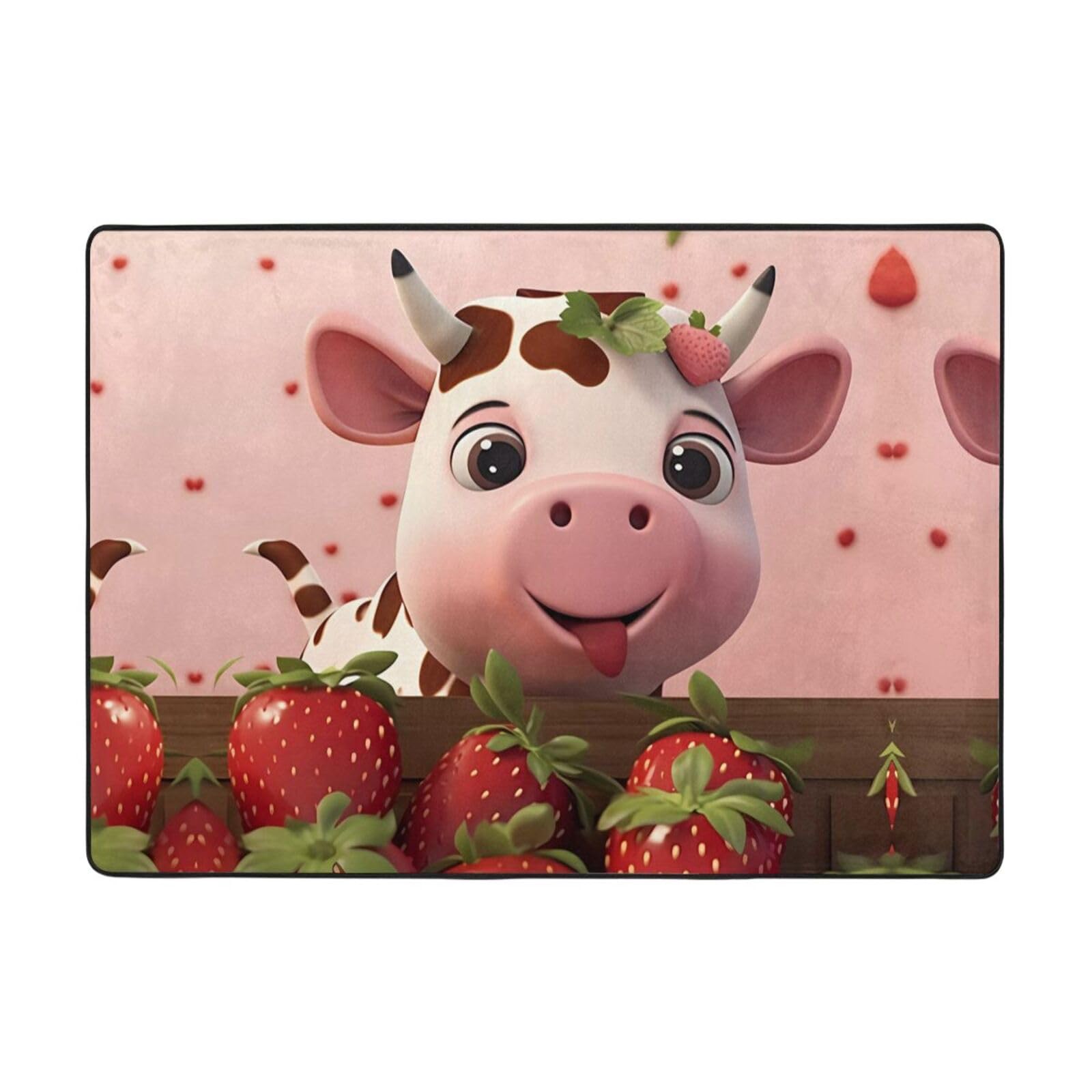 Tapis de sol motif vache pour chambre d'enfant douce en flanelle lavable