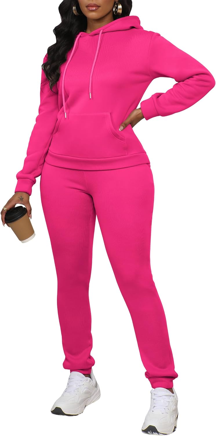 LovelyWholesale Womens Sweatsuits 2 Piece Set Hoodie Sweatshirts and Jogger Sets