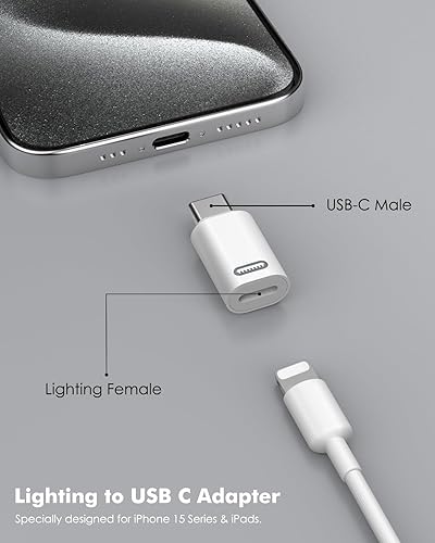 Miniatura 3 de MoKo Adaptador Lightning hembra a USB C macho, paquete de 2 adaptadores USB-C macho a Lightning hembra para iPhone 1515 Pro15 Pro Max15 Plus, iPad
