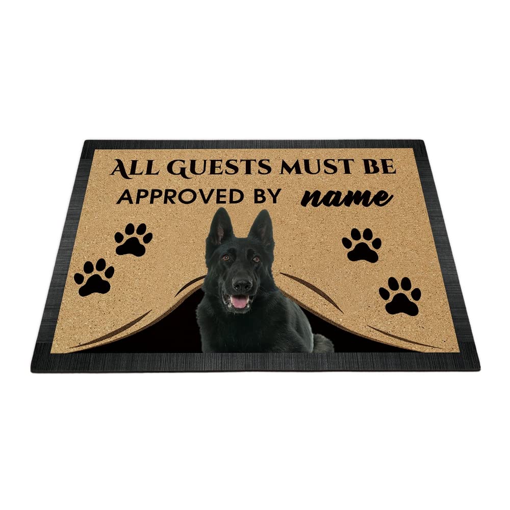 'All Guests Must be Approved' dekoracja wewnątrz na zewnątrz wycieraczka z napisem My Love Dog' czarny owczarek niemiecki powitalna mata podłogowa niestandardowa nazwa 70 cm x 45 cm