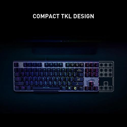 Miniatura 3 de MSI Vigor GK50 Elite TKL LR US Teclado mecánico RGB para juegos con interruptores rojos Kahil