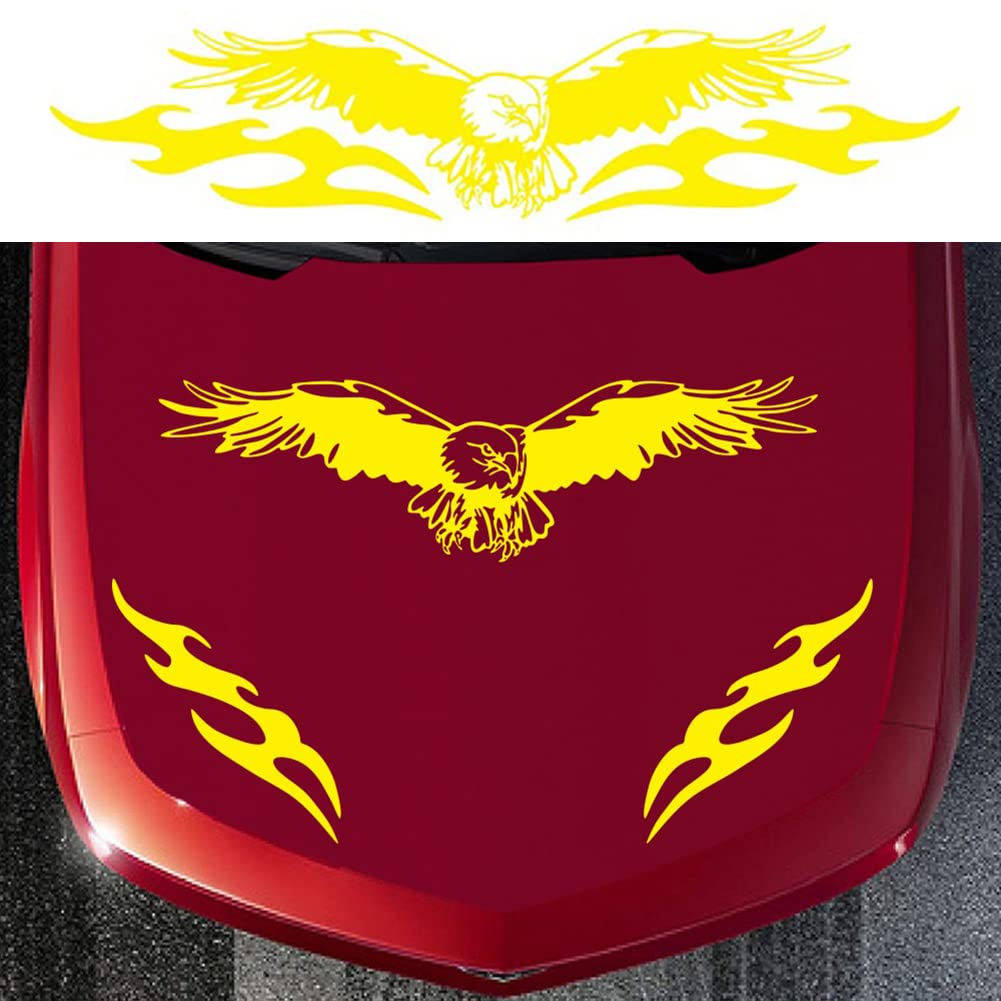 JoyFan1 Pack Eagle Car Decals Car Graphics Vinyl Sticker Decals for Car/Truck/SUV/Jeep, Universal Car Hood Body Side Decal Stickers Accessories (Yellow)
