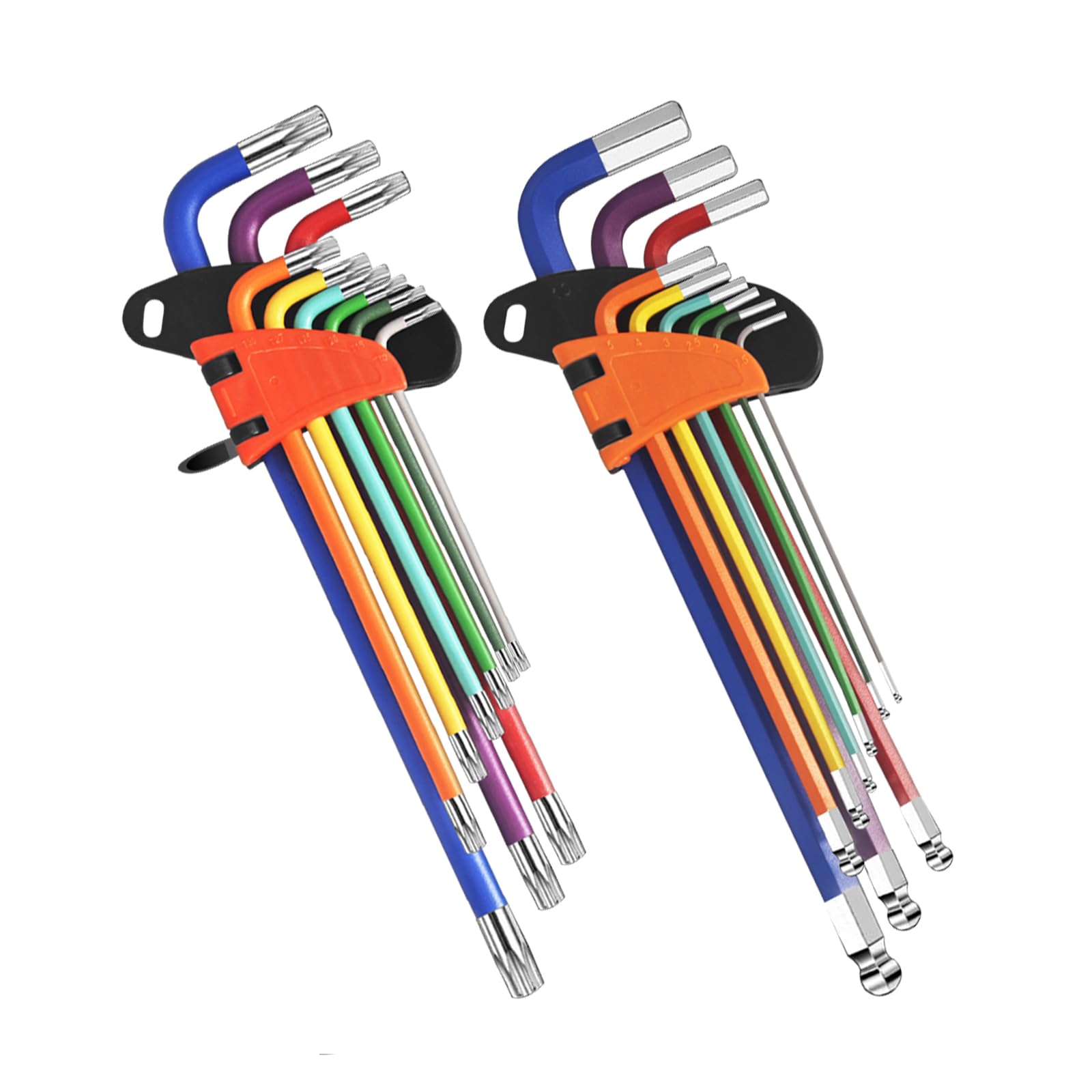 HANDSKIT 18 Piezas Juego de Llaves Hexagonales,Juego de Llaves Allen Hexagonales con Cabezal Esférico 1,5mm-10mm,Seguridad Llaves Torx T10-T50 Estrella Llaves con Agujero para Motocicleta, Muebles
