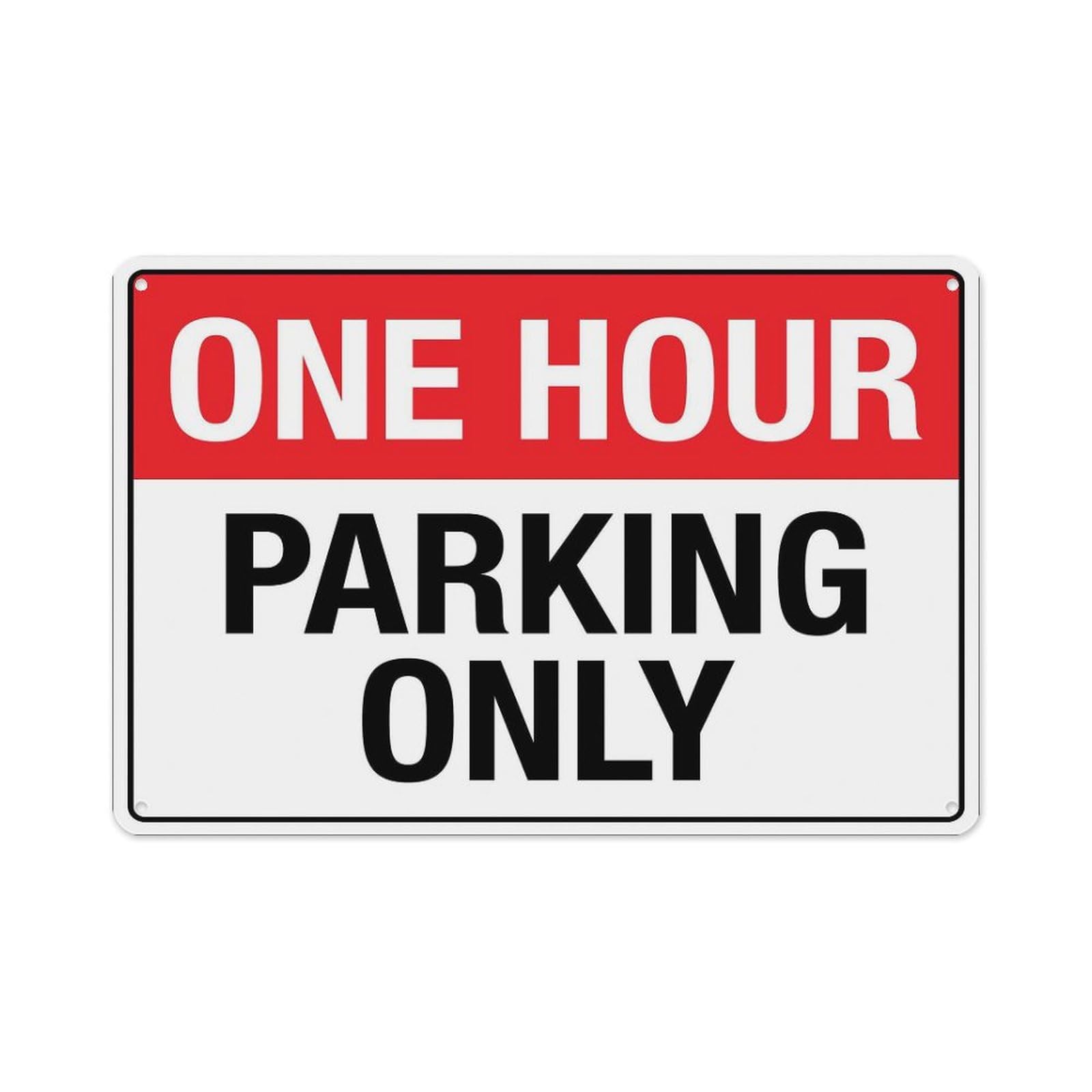 peiyeety One Hour Parking Only Sign Aluminum Tin Warning Signs for Home Outdoor Garden 8X12 Inches