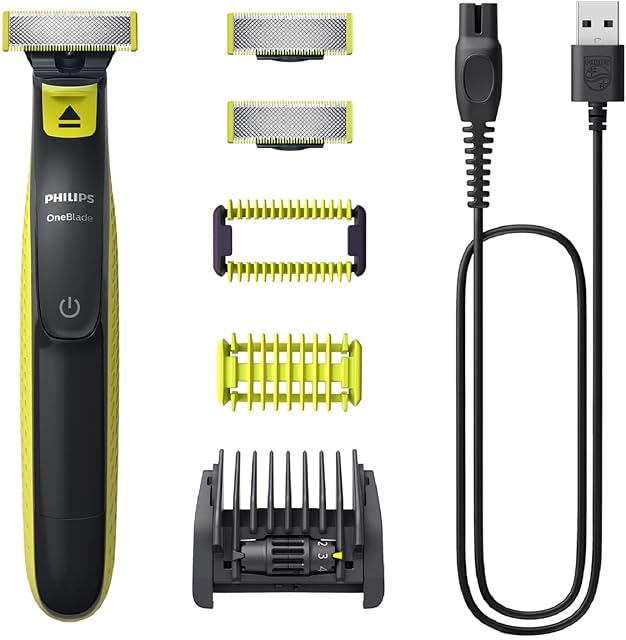 Philips OneBlade Original twarzy i ciała  elektryczny trymer do brody, golarka i urządzenie, 2x oryginalne ostrze do twarzy, 1x regulowana nasadka 5 w 1, 1x zestaw do ciała (model QP2824/30)