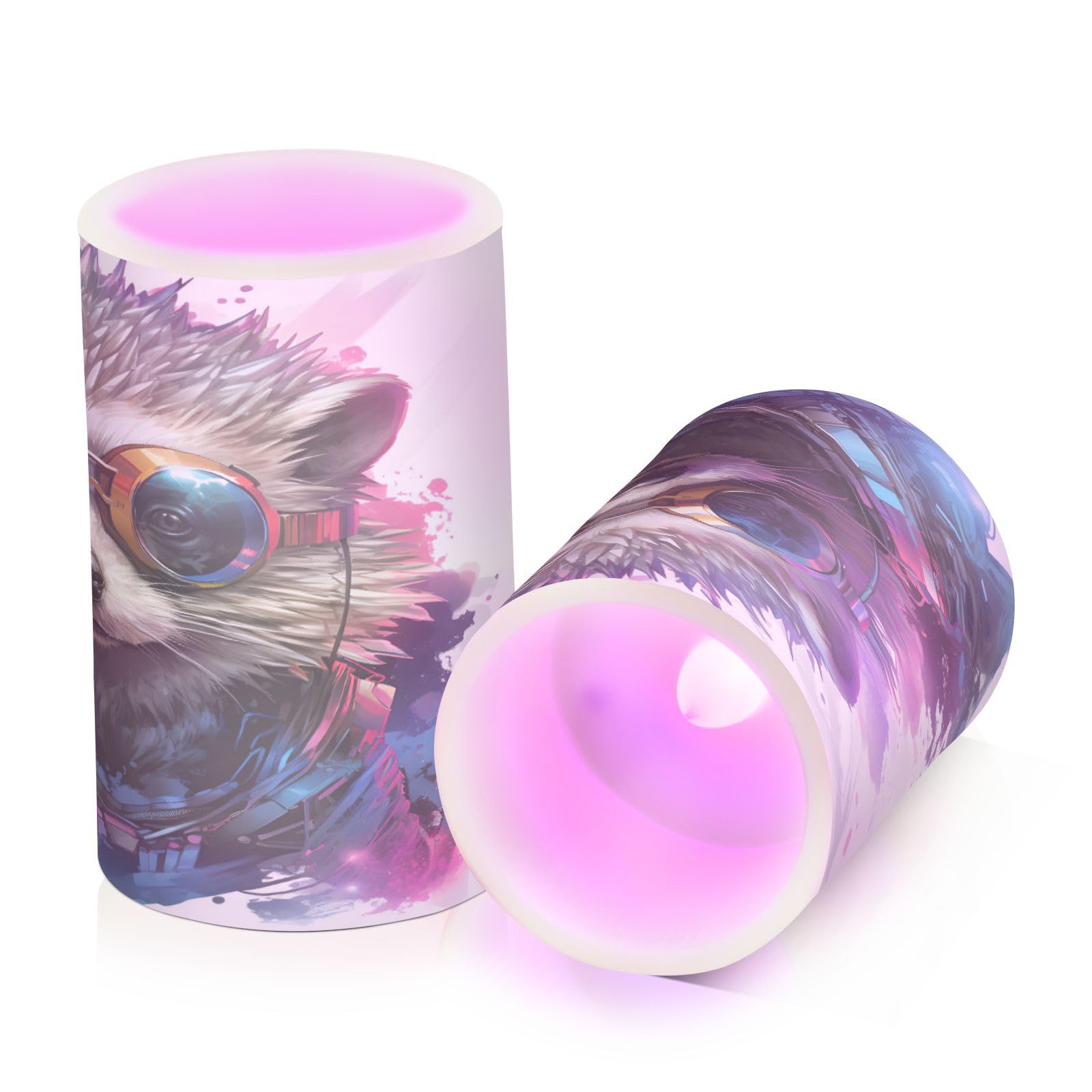 ALAZA Hedgehog Flickering Flameless Candles Battery Operated with Remote Timer,Tea Light Candles LED Pillar Votive Candles Set of 2 for Outdoor Indoor Decorations