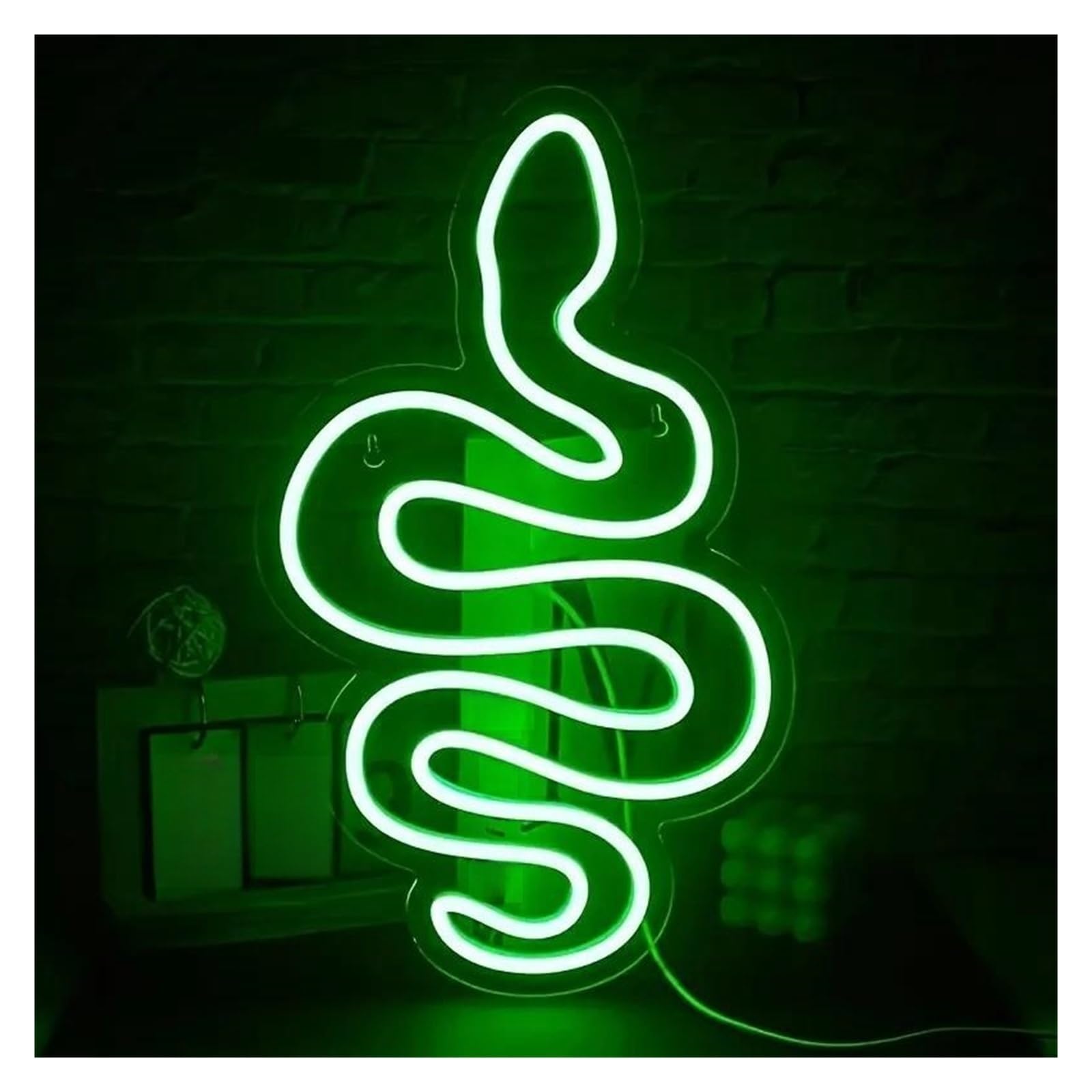 Neon lamp loanword Green Snake LED for neon Light Hanging Art for neon Signs for Game Rooms Bar Decor Night Lamp Sign Lamp for USB Powered