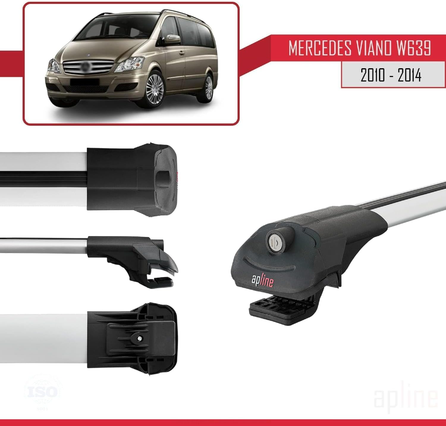 accessorypart Compatible with Toyota Proace 2017-2025 ACE-1 Car Roof Rack Cross Bar Black Aluminium 4 Bars