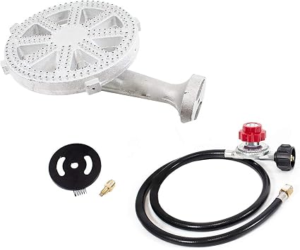 GasOne Propane Burner Banjo High Pressure 10 in Heavy Duty Burner Head Set with 0-20 PSI Regulator and Hose