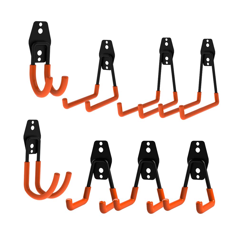 QQDEAL Pack of 8 Giant Universal Solid Hooks Wall Mounted Hooks Garage Utility Hooks for Garage Garden Shed Ladder Chair Hose Bikes Power Tools