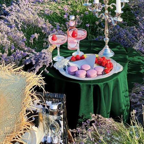 FXKS 12 Pack Hunter Green Round Tablecloths, 90 Inch Polyester Table Cloth by FXKS - Used condition - Image 6