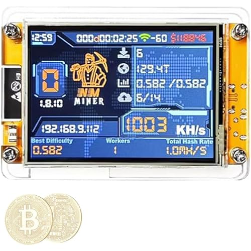 Bitcoin Miner NerdMiner V2 NMMiner ESP-WROOM-32 ESP32 Development Board, 2.8" Smart Display Crypto Lottery Miner Module, Low Power Solo & Pool Mining Device, 1010H/s Hashrate(1pc)