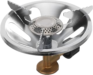 Mikinona Hornillo Camping Gas Portátil Resistente Cobre y Acero Inoxidable con Anillo de Antigoteo para Senderismo y Picnic al Aire