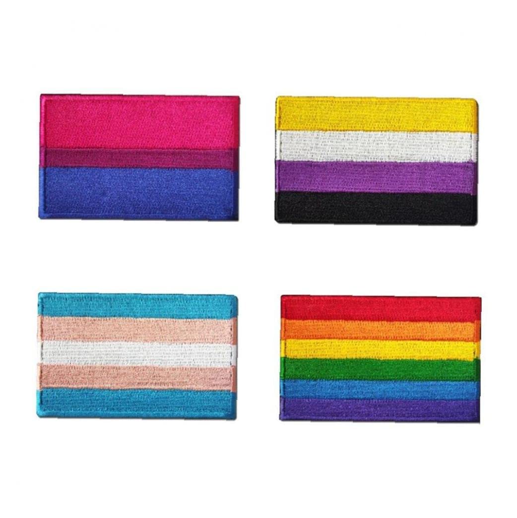 Casiler As Shown 4Pcs Rainbow Flag Embroidered Patch Pride Gay Lgbt Applique For Clothes Hat Military Emblem With Hook And Loop