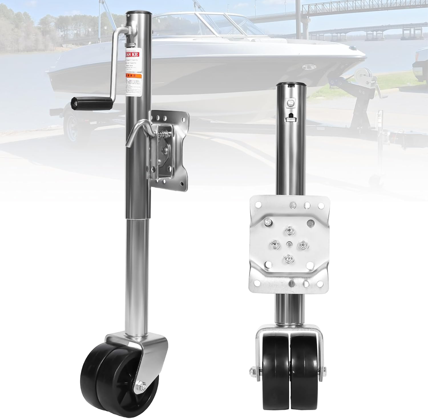 2000 Lbs Boat Trailer Jack 10 Inch Lift Marine Bolt-On Lift Roller Swivel Stand for RV