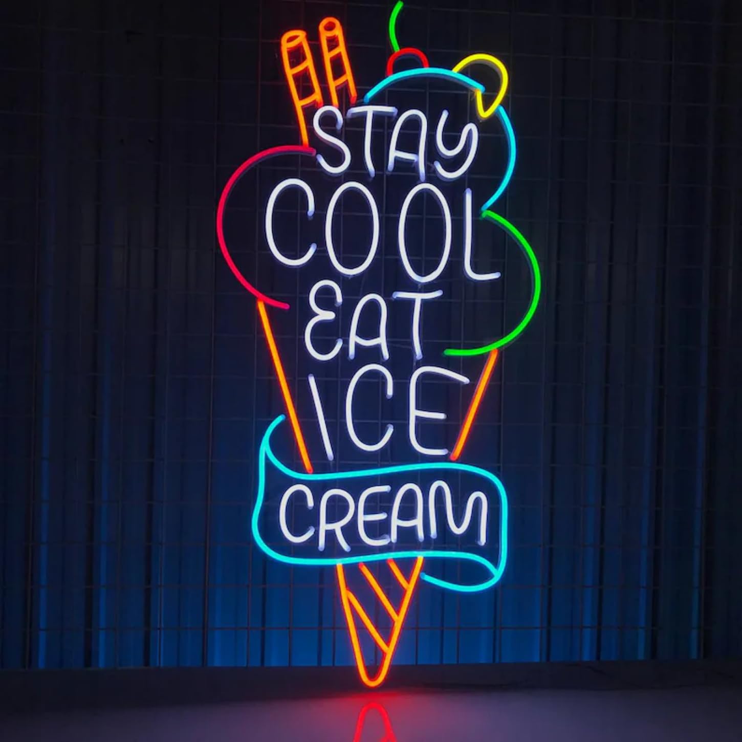 Ice Cream Neon Sign, Dimmable LED Neon Light for Ice Cream Shop, Snack Bar, Coffee Store Window Wall Decor, Business Art Decoration for Bedroom Party Background Display USB Powered