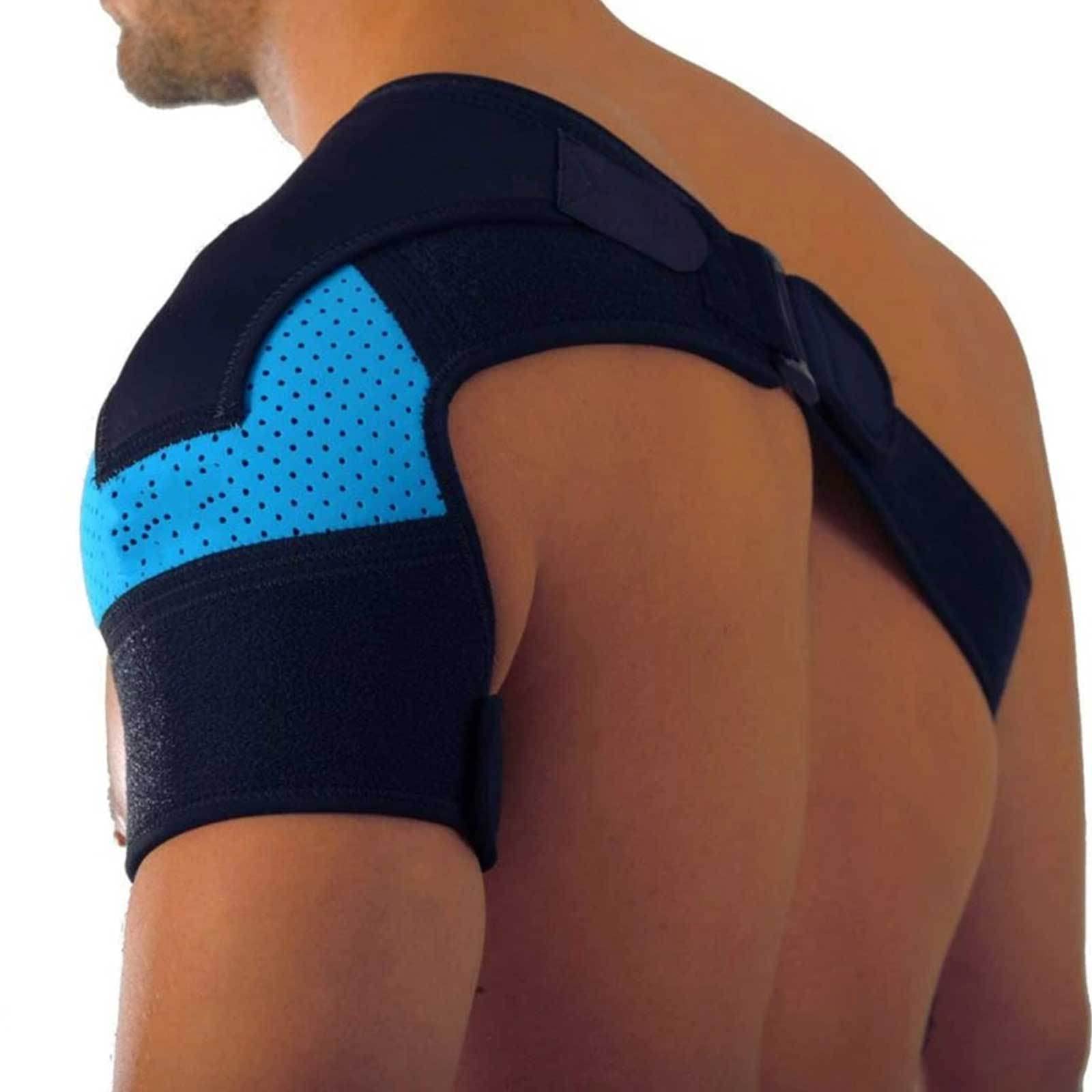 AADECOR [2 Pack] Schulterstütze für Männer und Frauen - Stütz- und Kompressionsmanschette für gerissene Rotatorenmanschette, AC-Gelenkschmerzlinderung - Verstellbare Schulterbandage, universell,Blue