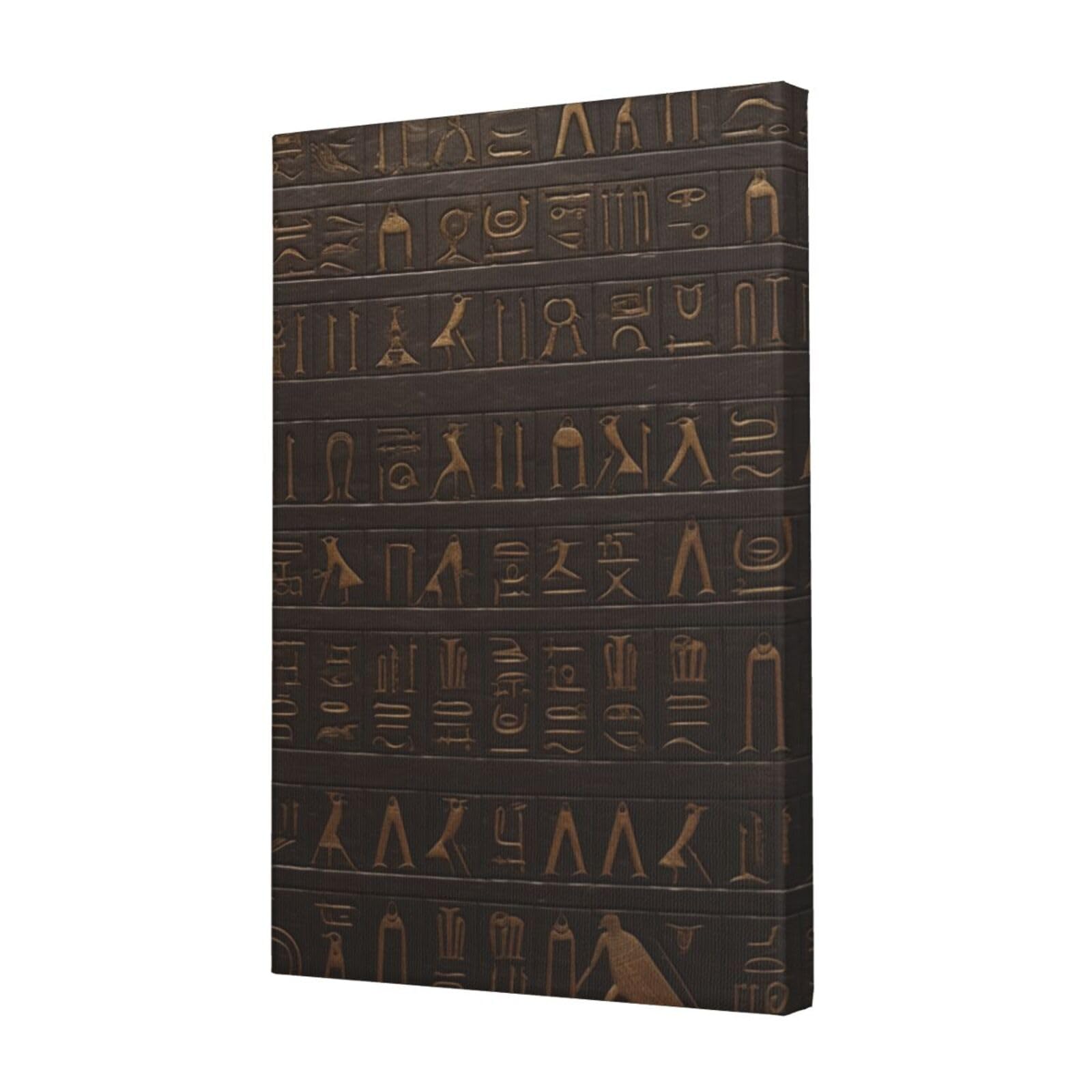 KLOPH Ancient Egyptian Hieroglyph Canvas Wall Art for Living Room 12"x18" Modern Artwork Painting for Bathroom Hanging Canvas Prints Aesthetic Wallart for Bedroom Kitchen Office Wall Decor