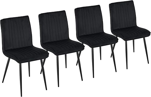 Miniatura 1 de CLIPOP Juego de 4 sillas de comedor modernas de terciopelo, sillas de comedor modernas de mediados de siglo con respaldo, asiento tapizado, patas de