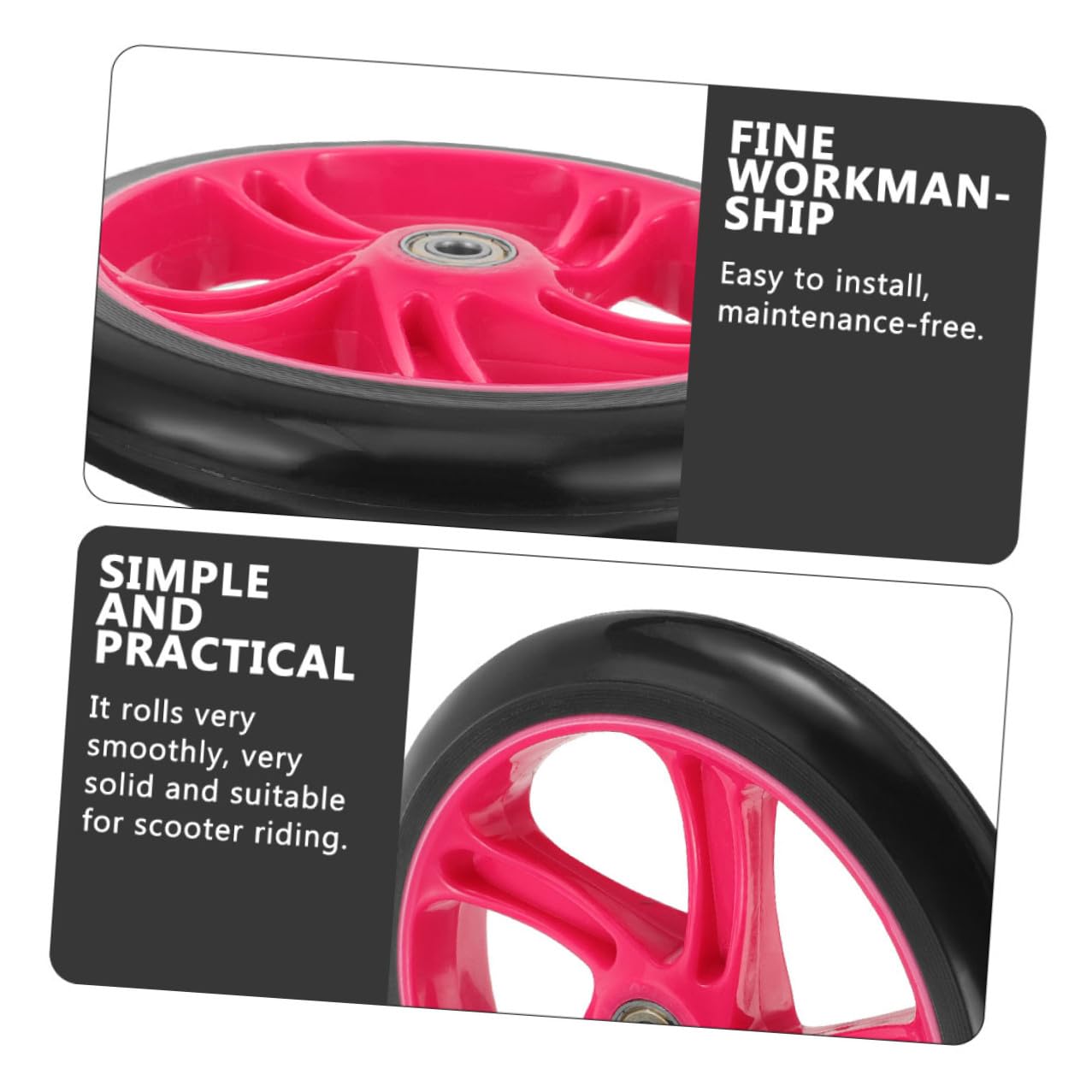Roues de Scooter Remplacement Pratique 2pcs Résistantes à l'usure en PU Haute Élasticité Résistantes aux Intempéries pour Trottinette et Fauteuil Roulant