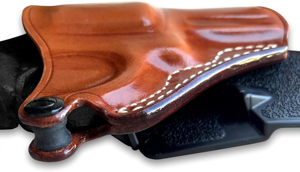 Premium Leather OWB Paddle Holster with Open Top Fits, GP-100 357 Magnum 6-Shot 2.50" Barrel, Right Hand Draw, Brown Color #1515#