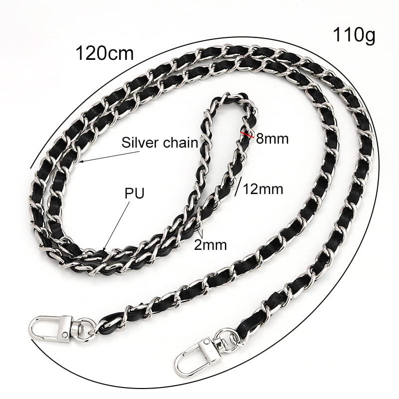 Cadenas Para Bolsos 5/10 Uds correa de hombro de cadena de Metal correa de bolso de hombro de cuero de PU desmontable cinturones de 120cm de largo for bolso Correa accesorios for bolso Cadena Bolso(Nu