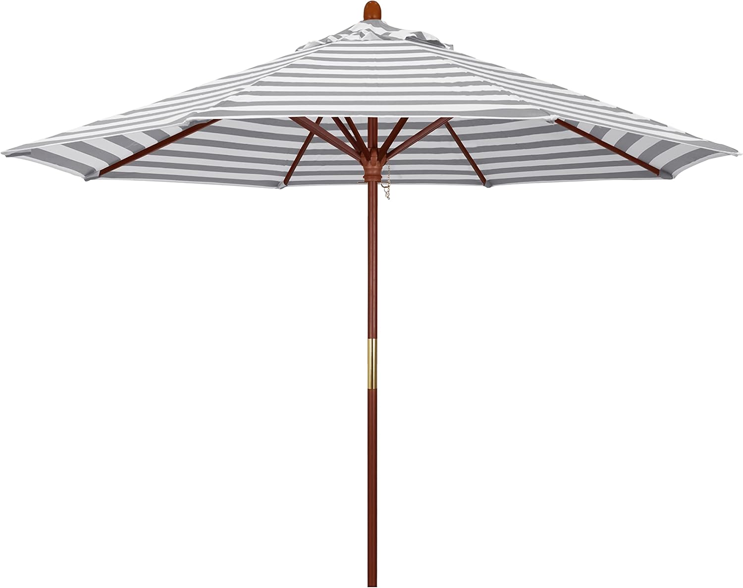 California Umbrella 9' Round Hardwood Frame Market Umbrella, Stainless Steel Hardware, Push Open