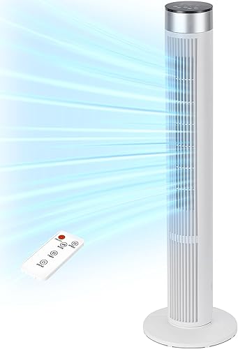 Uthfy Ventilador de torre de 38 pulgadas para dormitorio, ventilador de 24 piess con control remoto, ventilador oscilante sin aspas de 80 con 3