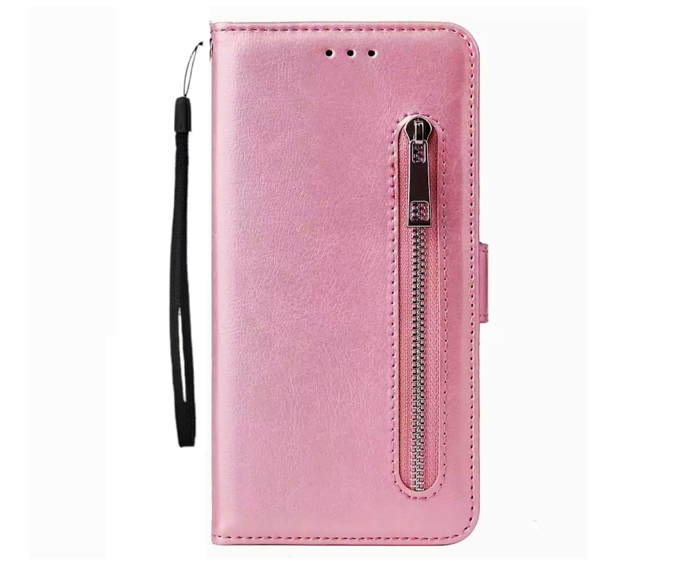 TELETEL for Redmi Note 13 Mobile Zipper Flip Cover Wallet Card Holder Case | Magnetic Lock | Shockproof (Vegan Leather- Pink)
