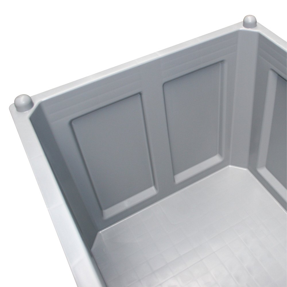 BRB Palettenbox, 4 Lenkrollen, LxBxH 1200x800x1000 mm, Boden/Wände geschlossen (blau)