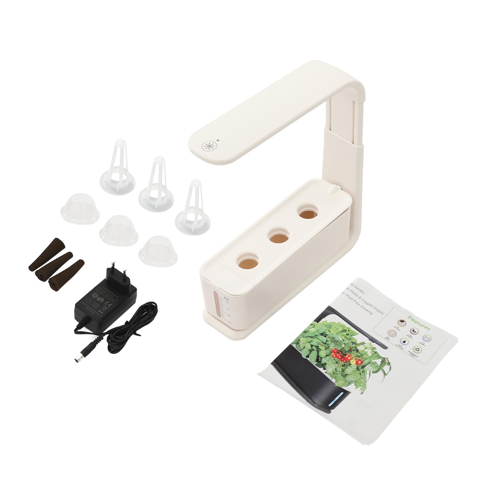 Sistemas de cultivo hidropónico, estación de cultivo de plantas de interior con luz LED, sistema de cultivo hidropónico con 3 pods, lámpara LED de 15 W, con depósito de agua de 1,6 L, altura