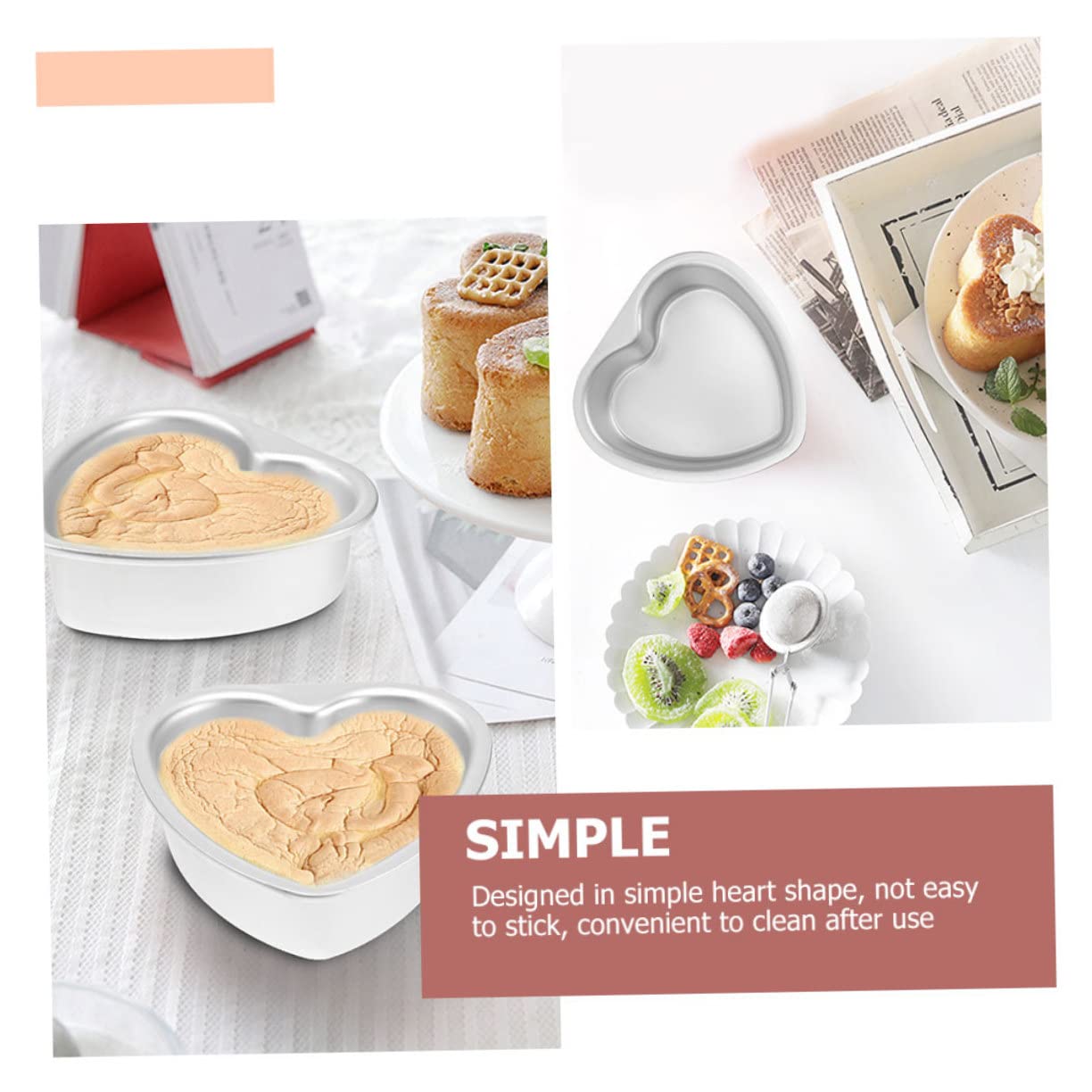 Alipis 8pièces Moules à Gâteau Forme De Cœur Outils De Pâtisserie Pour Gâteaux Personnalisés Moules à Biscuits Antiadhésifs