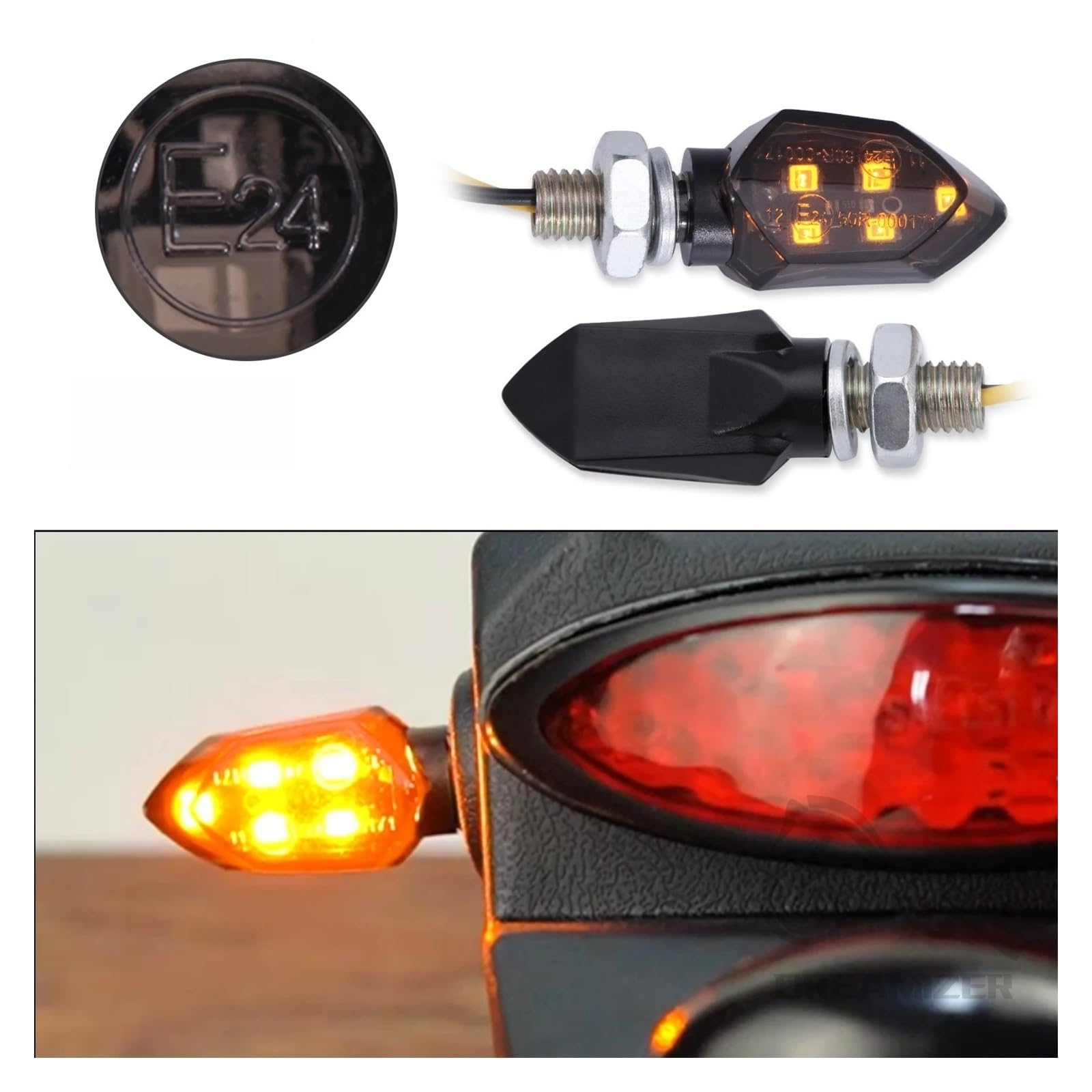 Intermitentes Motocicleta 4 Uds 5LED 12V Motocicleta Mini Luz LED De Intermitente Indicadores Lámpara Ámbar Intermitente Componentes Accesorios